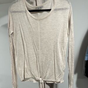 Madewell Light Beige Long-Sleeve Tie-Front Top